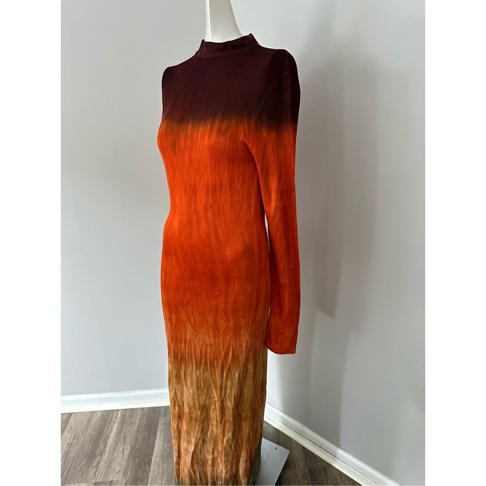 Altuzarra Mock Neck Hand Dyed Fall Winter 23 Rhea Maxi Dress Coral Medium $1995 - Picture 6 of 15
